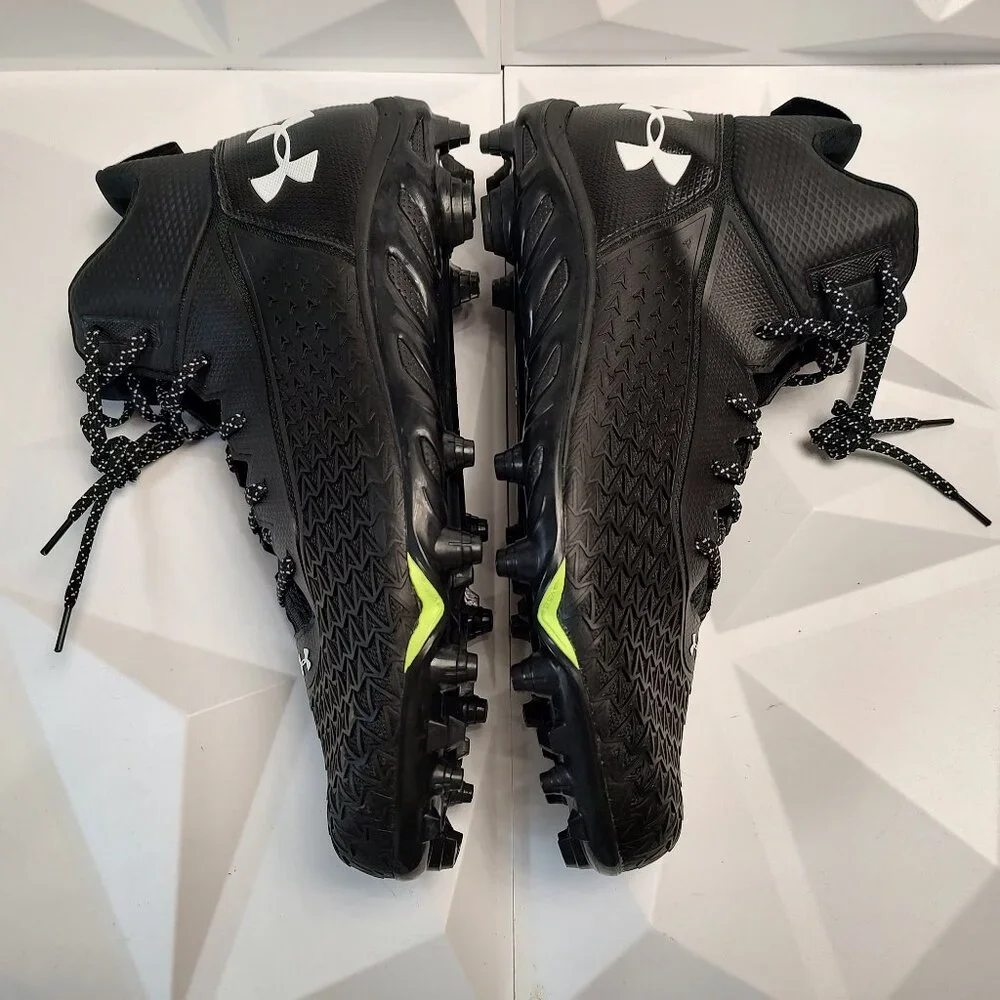 Under Armour Mens Football Cleat 16 Black White Shoe Lacrosse Spine Hammer - Picture 3 of 12